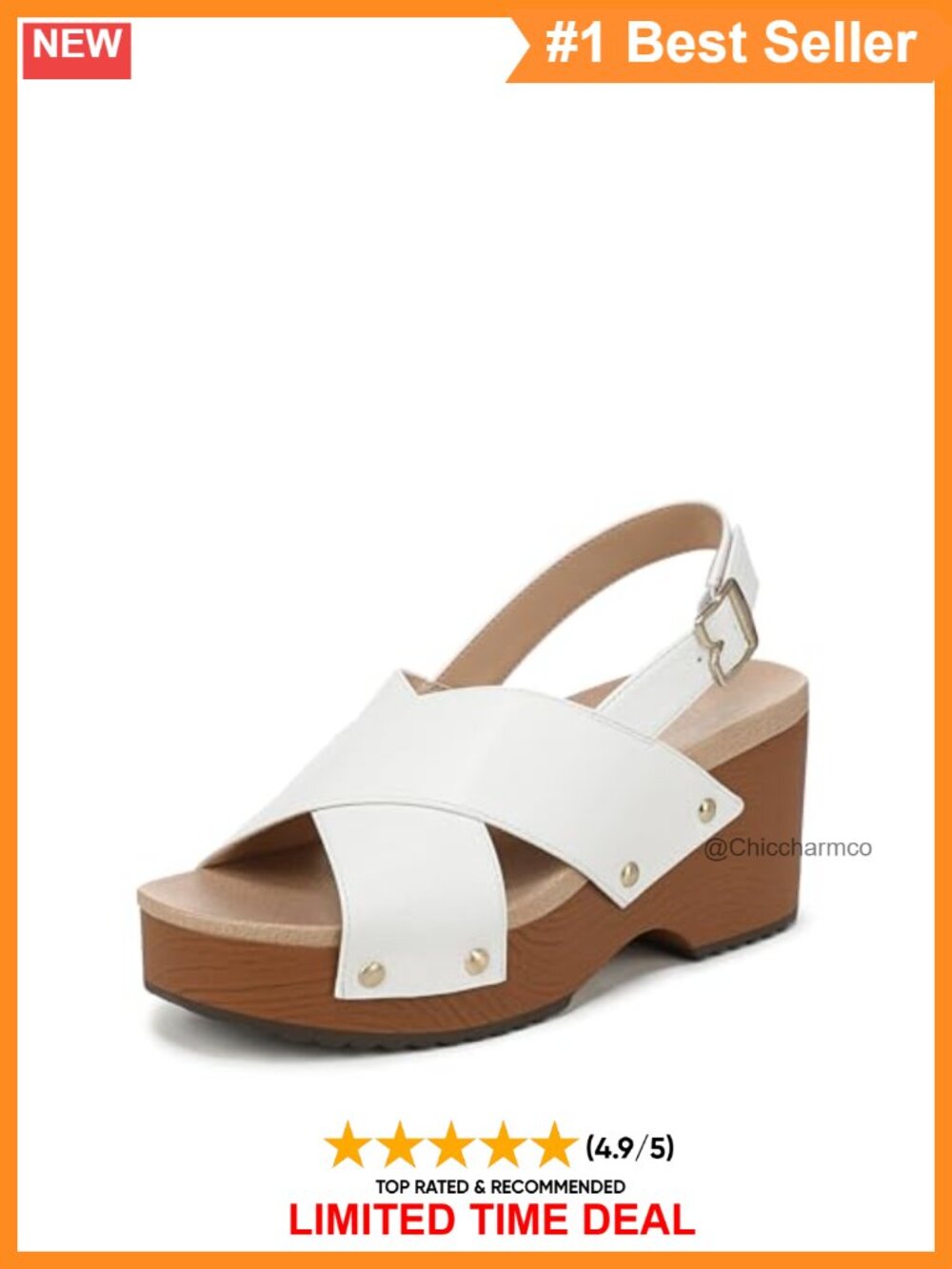 Dr. Scholl's Weslee Slingback Block Heel Wedge Sandals with Studs